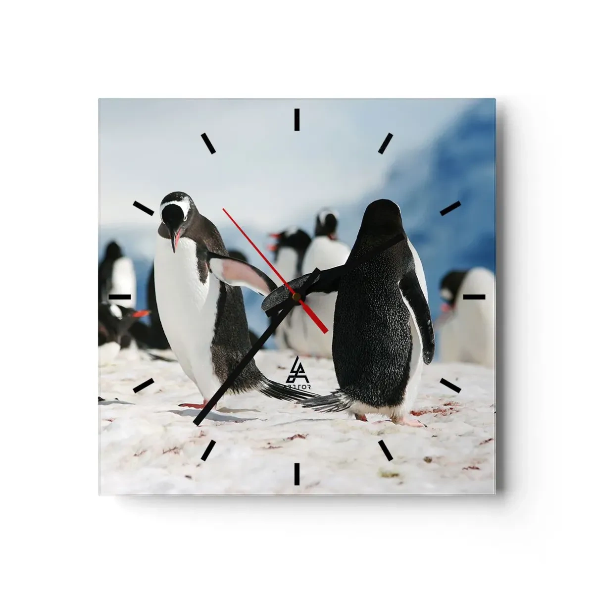 Wall clock - Clock on glass - Dance in the Snow - 30x30 cm
