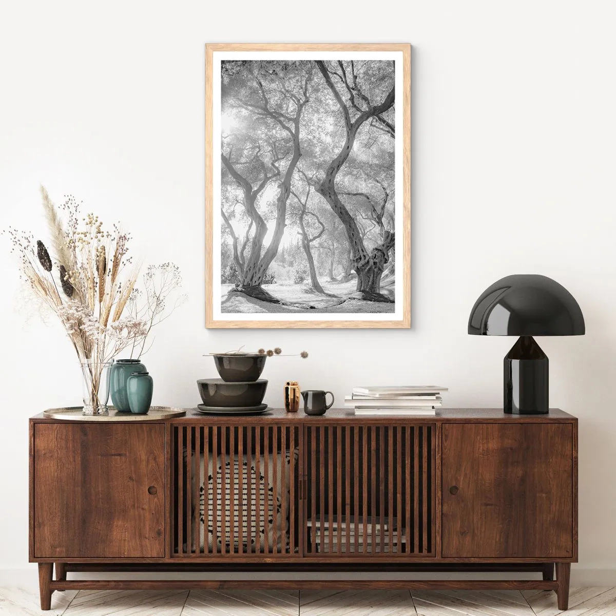 Poster in light oak frame - In an Olive Grove - 50x70 cm