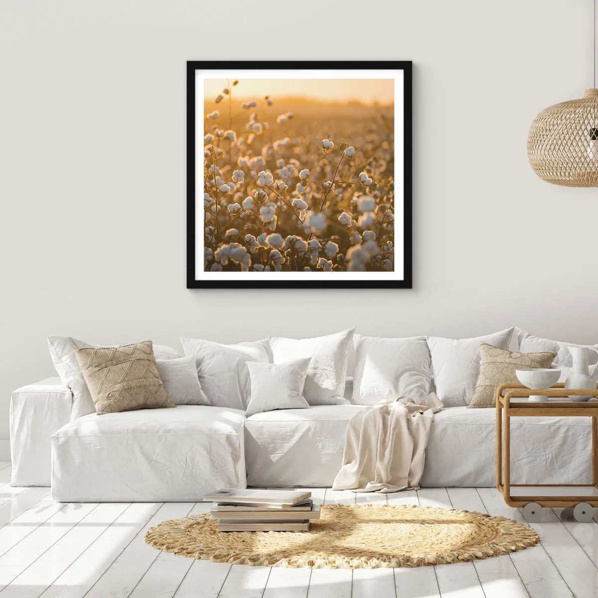 Poster in black frame - Fluffy Field - 60x60 cm
