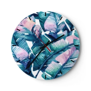 Wall clock - Clock on glass - In a Banana Grove - 40x40 cm