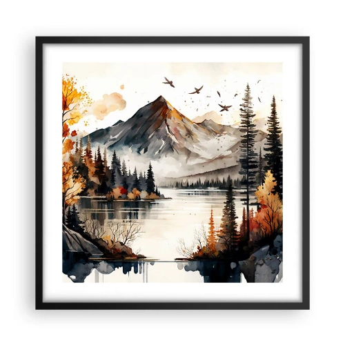 Poster in black frame - Golden Autumn in the Mountains - 50x50 cm