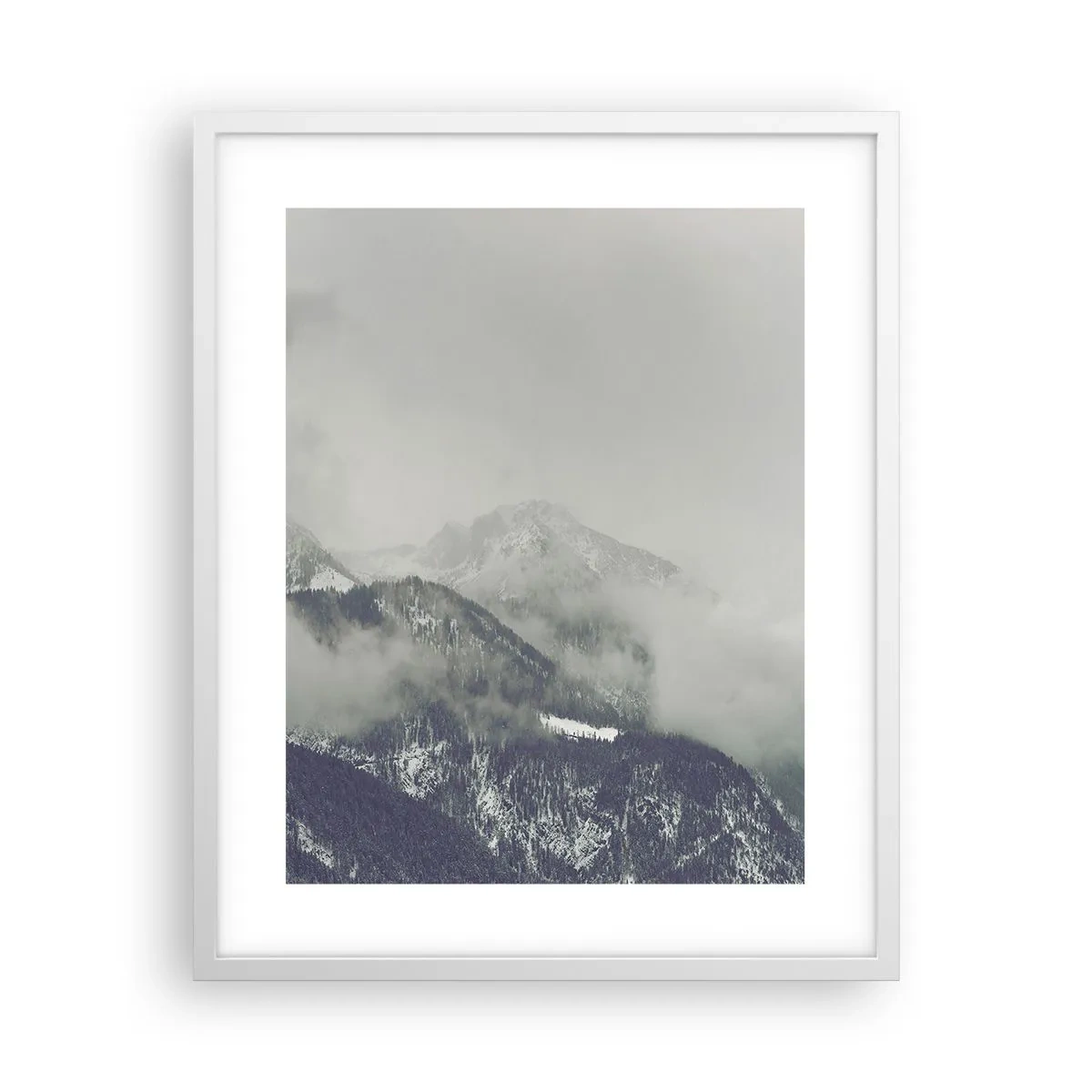 Poster in white frmae - Foggy valley - 40x50 cm