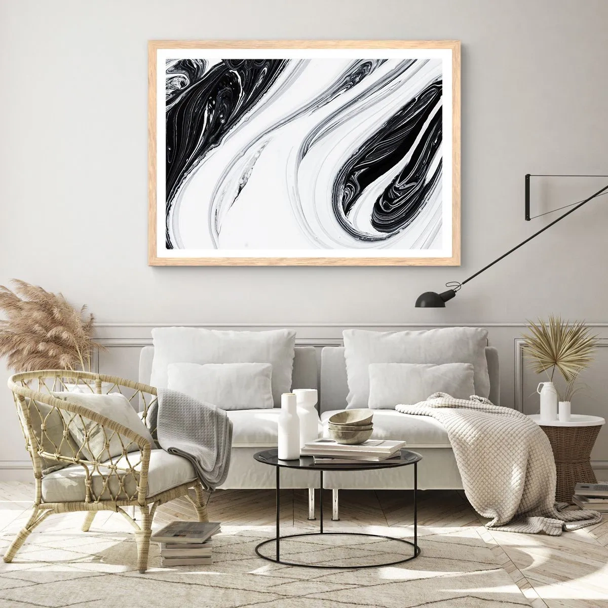 Poster in light oak frame - Connection of Opposites - 100x70 cm