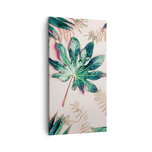 Canvas picture - Study in Green on Pink Background - 55x100 cm