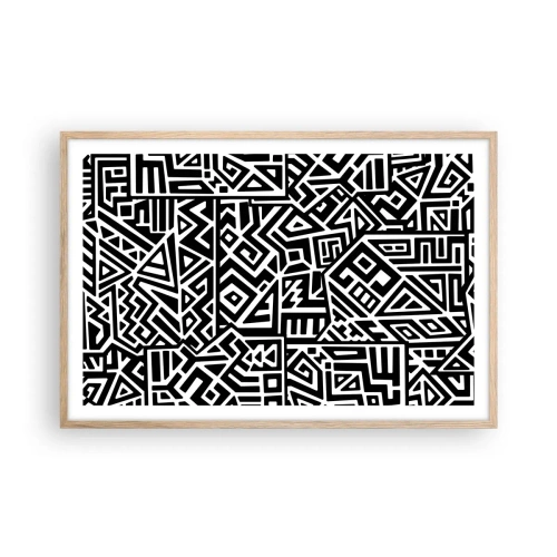 Poster in light oak frame - Precolumbian Composition - 91x61 cm