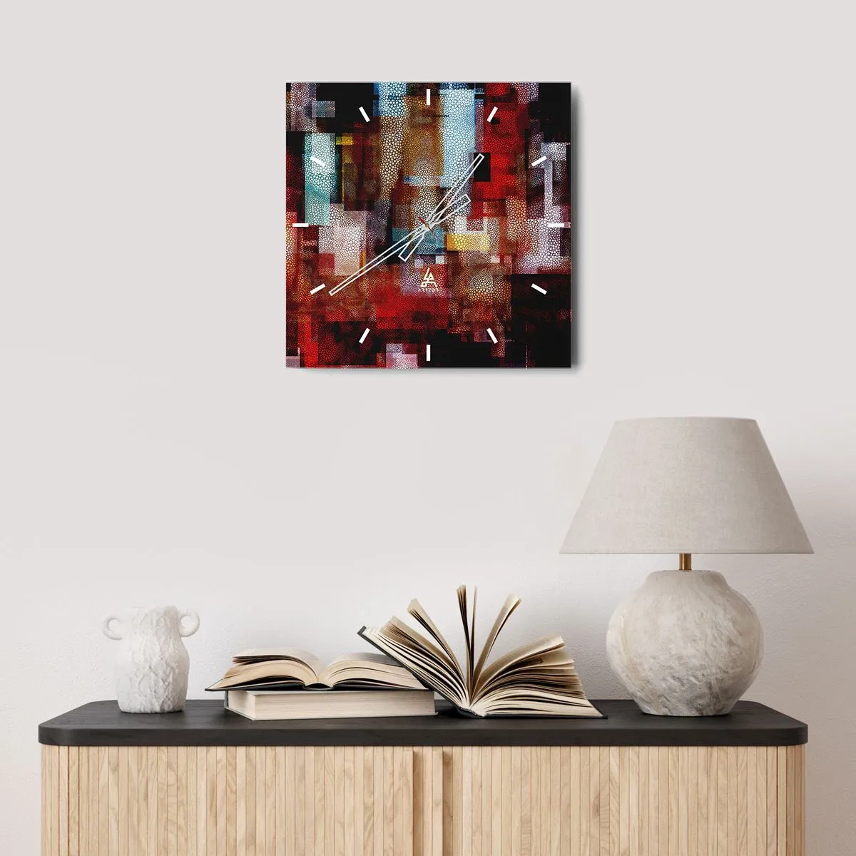 Wall clock - Clock on glass - Mashed UP - 30x30 cm