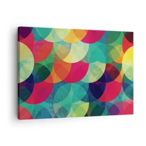 Canvas picture - Colorful geometric patterns composed of circles and semicircles - 70x50cm - Into the Rainbow - Modern wall decoration for the living room and bedroom ARTTOR