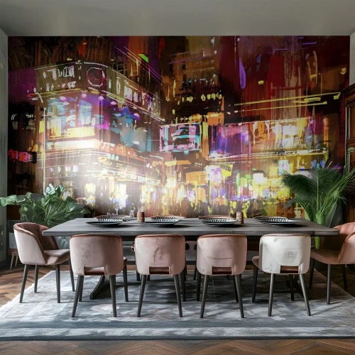 Self-Adhesive Photo Wallpaper Deluxe Sticker - In the Sea of Light - City, Architecture, Night life - 300x210 cm