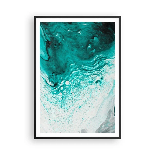 Poster in black frame - Dissolving in White and Turquoise - 70x100 cm