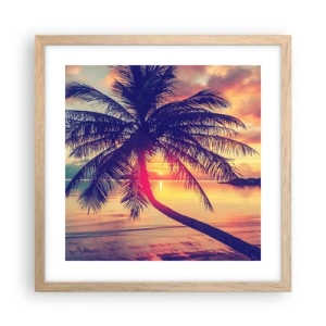 Poster in light oak frame - Evening under the Palm Trees - 40x40 cm