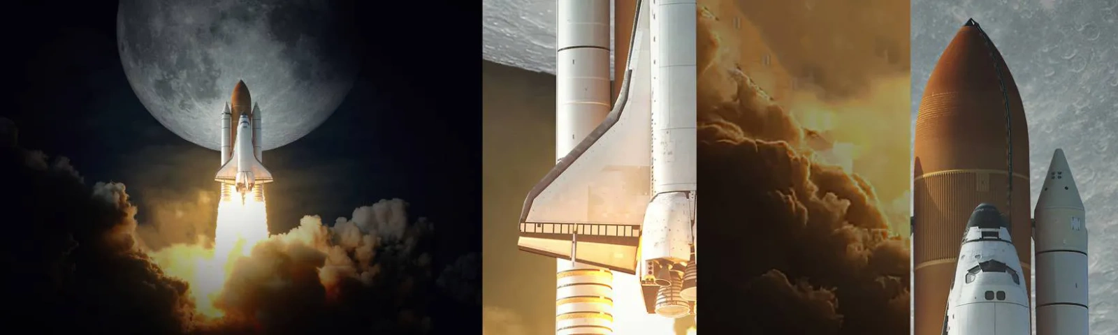 Photo Wallpaper Sample Standard Eco - Beginning of Unearthly Adventure - Moon, A space rocket, NASA - 100x30 cm