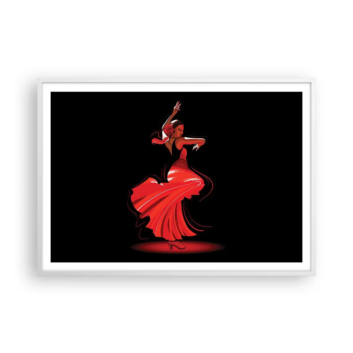 Poster in white frmae - Fiery Spirit of Flamenco - 100x70 cm