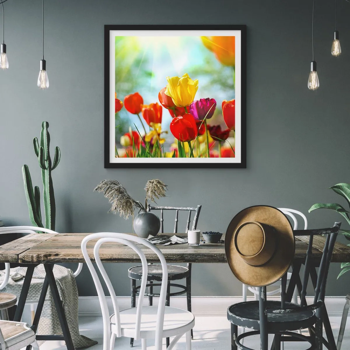 Poster in black frame - All Colours of the Sun - 40x40 cm