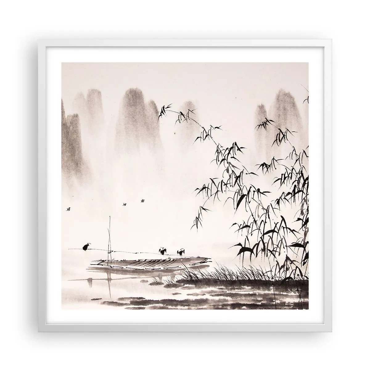Poster in white frmae - Quiet As a Rice Field - 60x60 cm