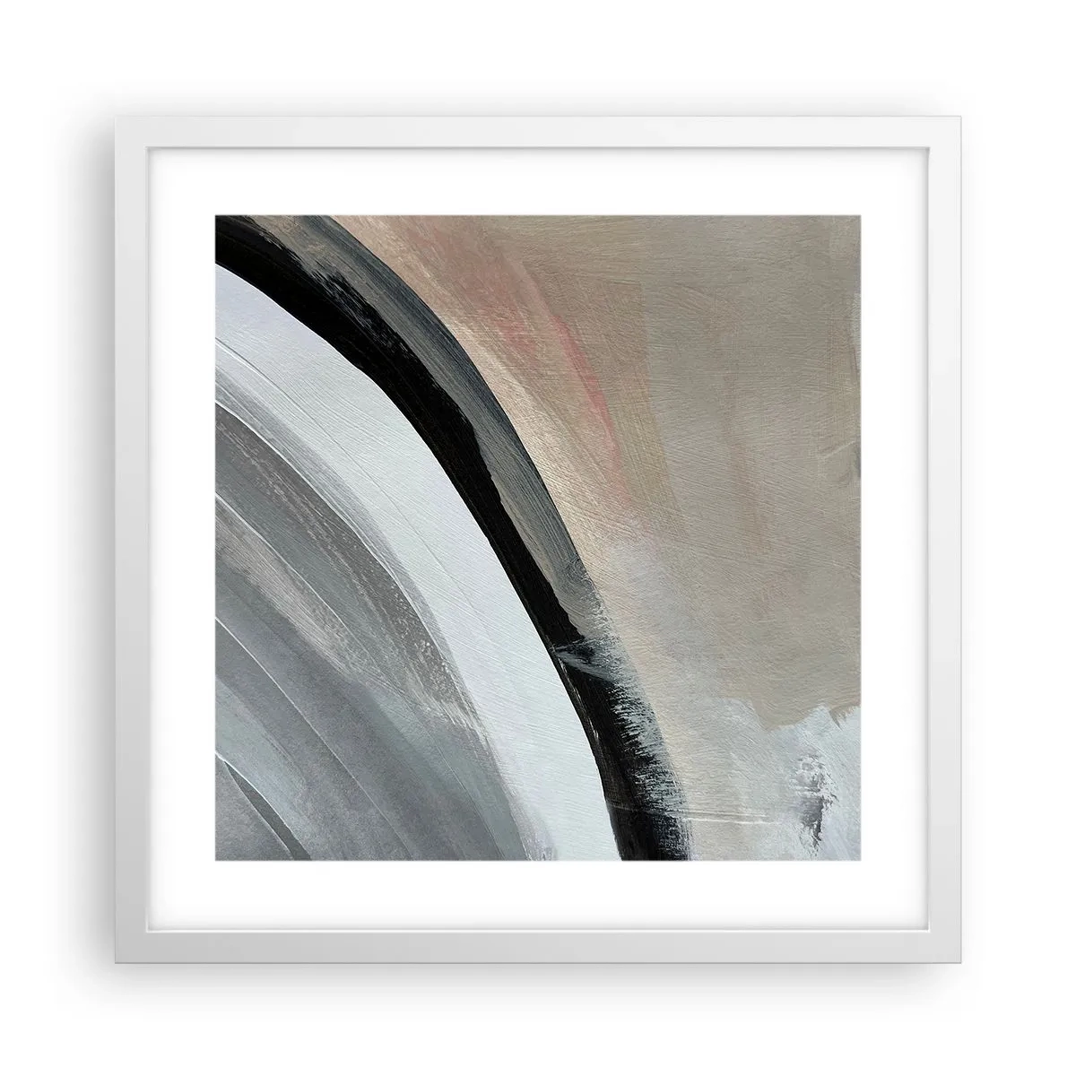 Poster in white frmae - Composition: Arc of Black and Grey - 40x40 cm