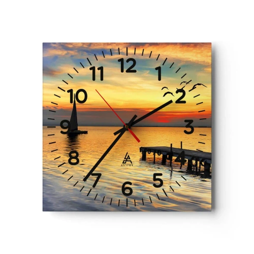 Wall clock - Clock on glass - Evening Returns - 40x40 cm