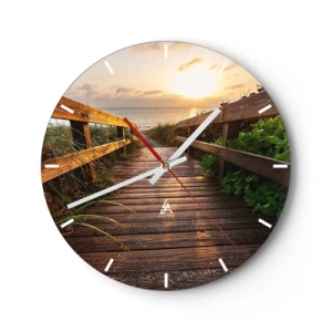 Wall clock - Clock on glass - Straigh to the Shore - 40x40 cm