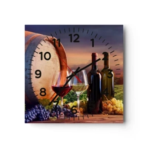 Wall clock - Clock on glass - Here Life Is Full of Flavour - 30x30 cm