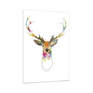 Glass picture - Deer Bathed in Colour - 50x70 cm