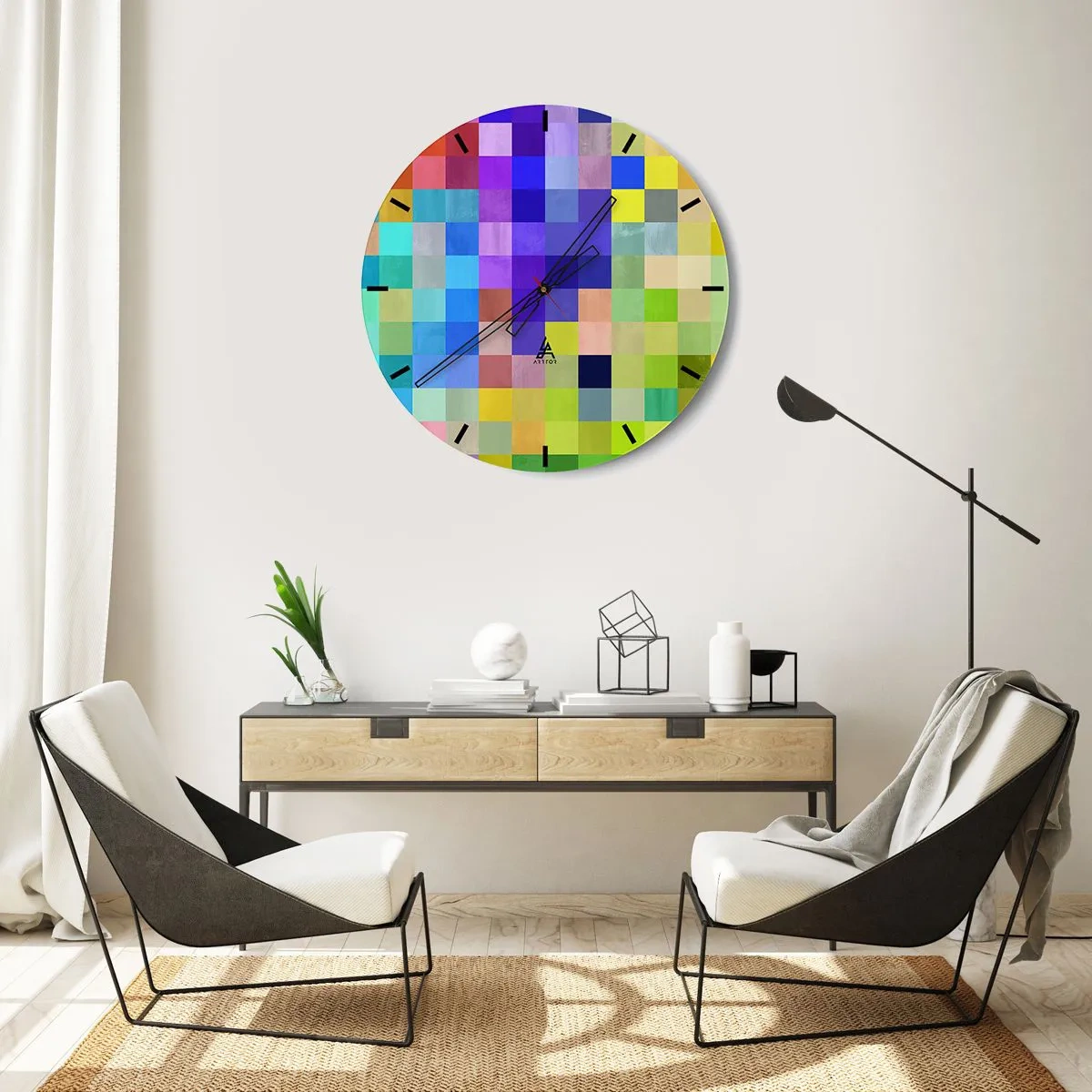 Wall clock - Clock on glass - Each Different, All Equal - 40x40 cm