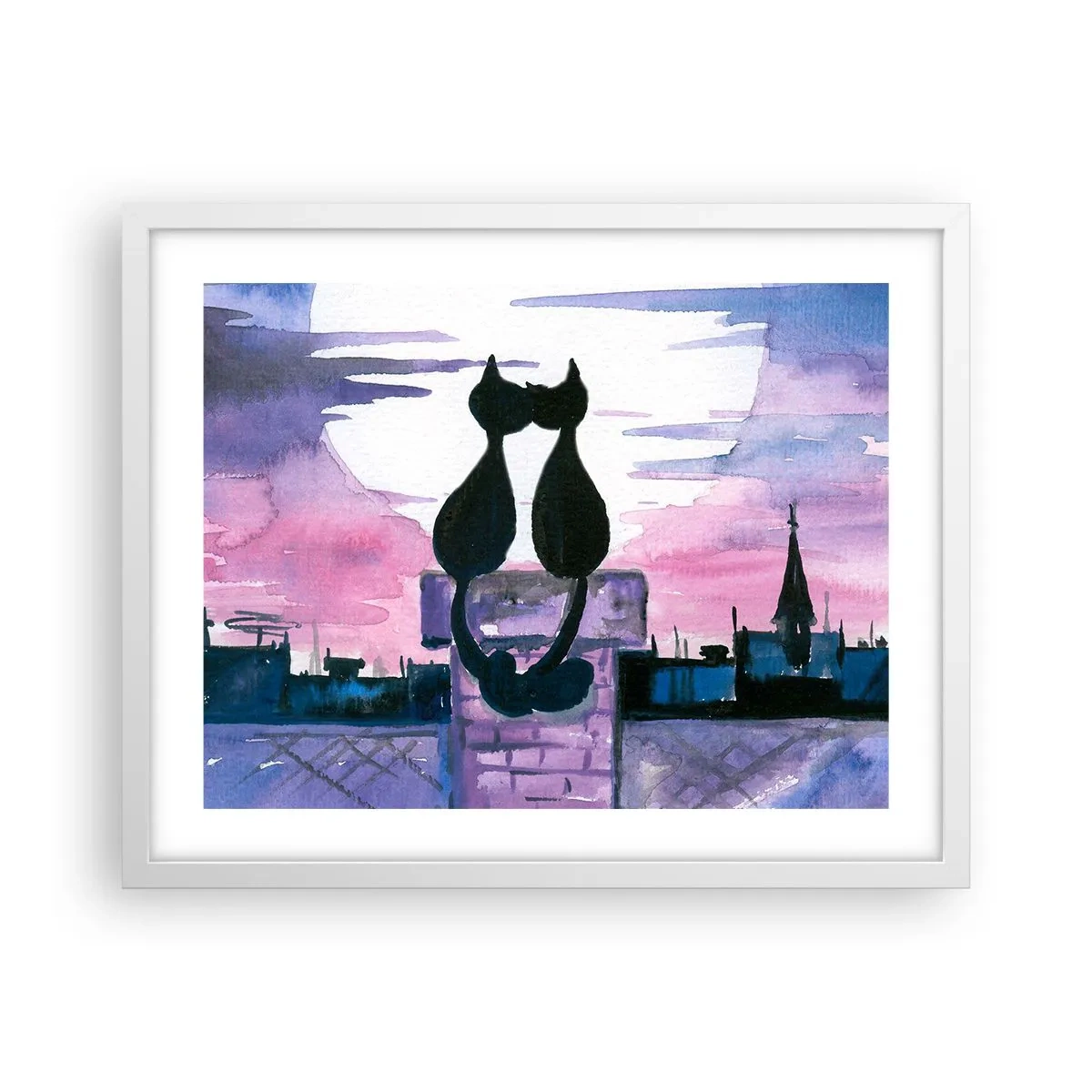 Poster in white frmae - Rendezvous under the Moon - 50x40 cm