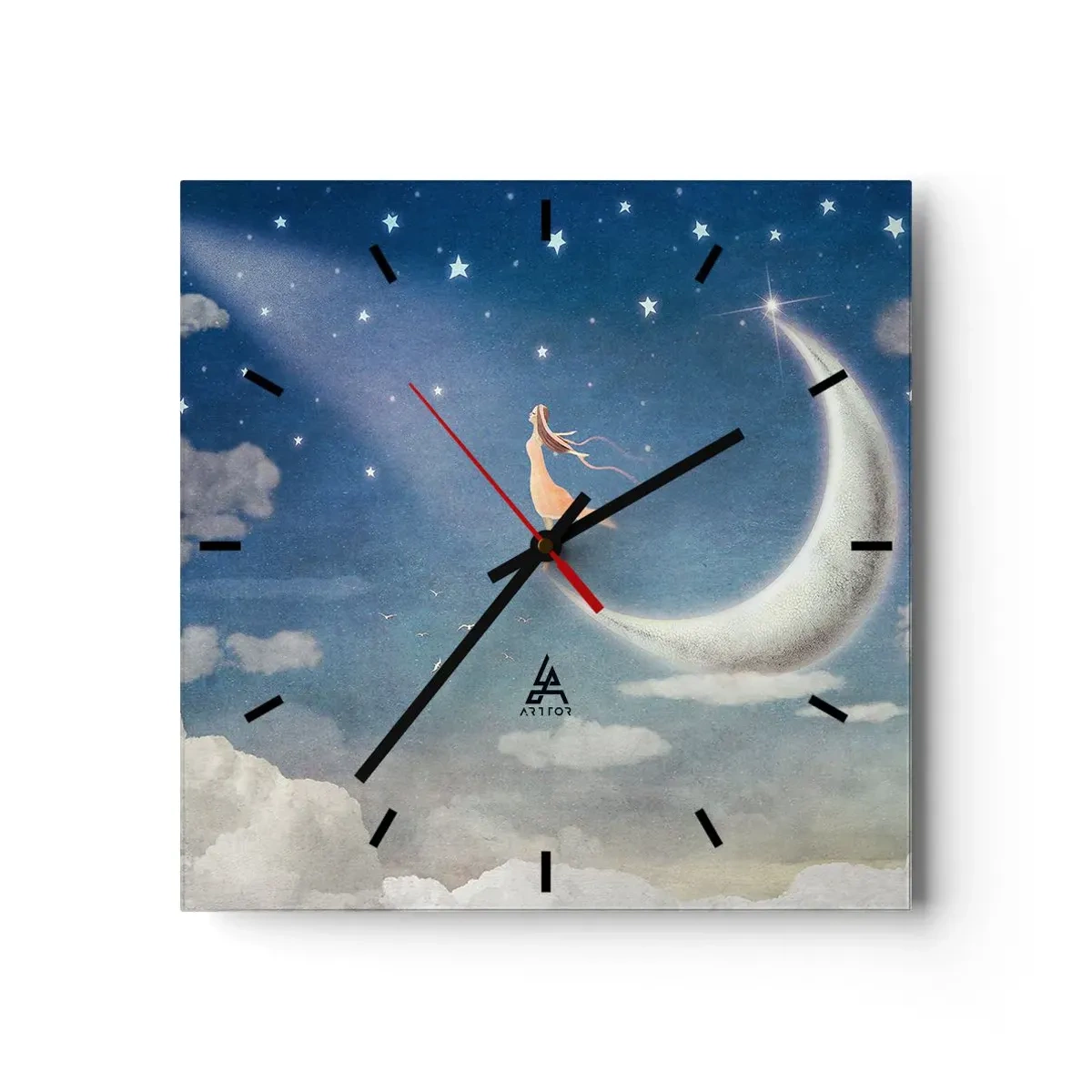 Wall clock - Clock on glass - Blue Suitor - 40x40 cm