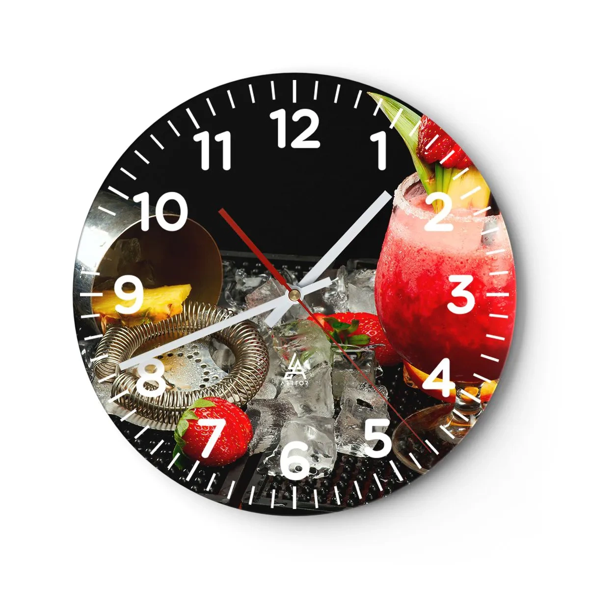 Wall clock - Clock on glass - Coctail of Flavours - 40x40 cm