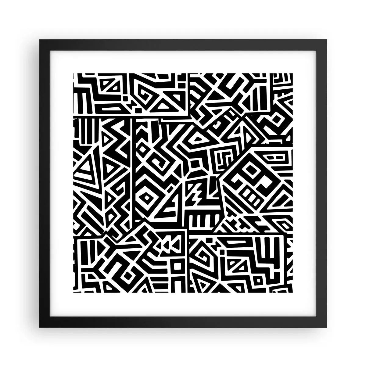 Poster in black frame - Precolumbian Composition - 40x40 cm