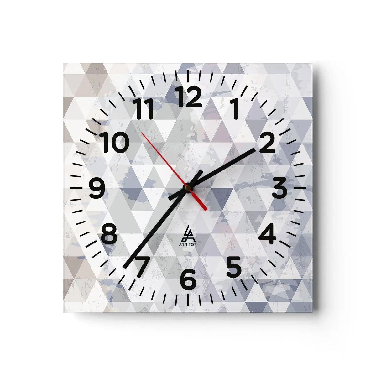 Wall clock - Clock on glass - In the Rhythm of a Triangle - 30x30 cm
