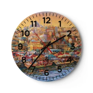 Wall clock - Clock on glass - Istanbul Story - 30x30 cm
