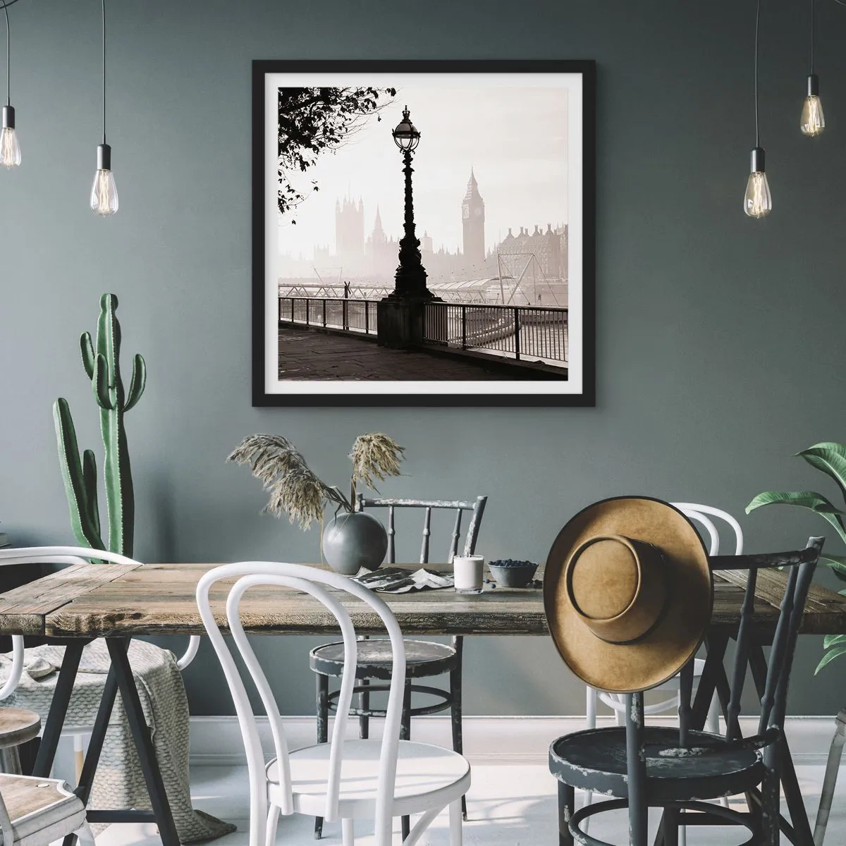 Poster in black frame - London Morning - 40x40 cm
