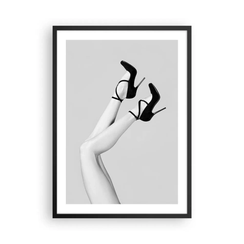 Poster in black frame - Stylish legs in black high heels - 50x70cm - Upside Down - Modern wall decoration for the living room and bedroom ARTTOR