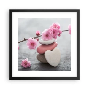 Poster in black frame - Bliss with Cherry Blossom - 40x40 cm