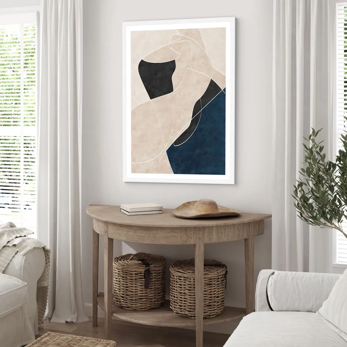 Poster in white frmae - Abstract Composition - Contrast of Colours - 70x100 cm