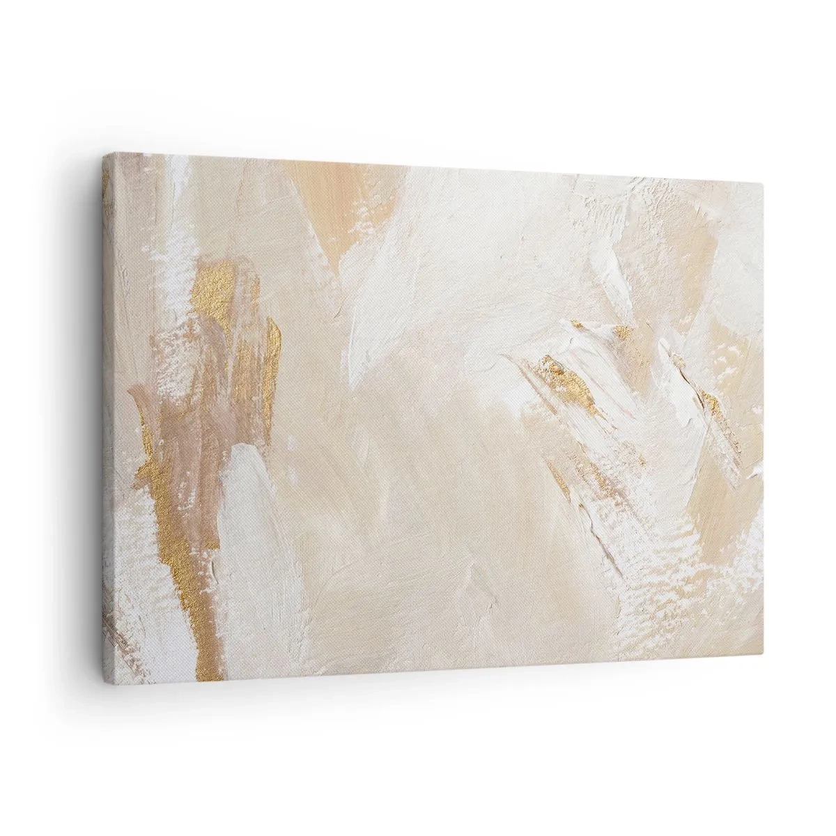 Canvas picture - Delicate abstract tones in shades of beige and gold - 70x50cm - Pastel Composition - Modern wall decoration for the living room and bedroom ARTTOR
