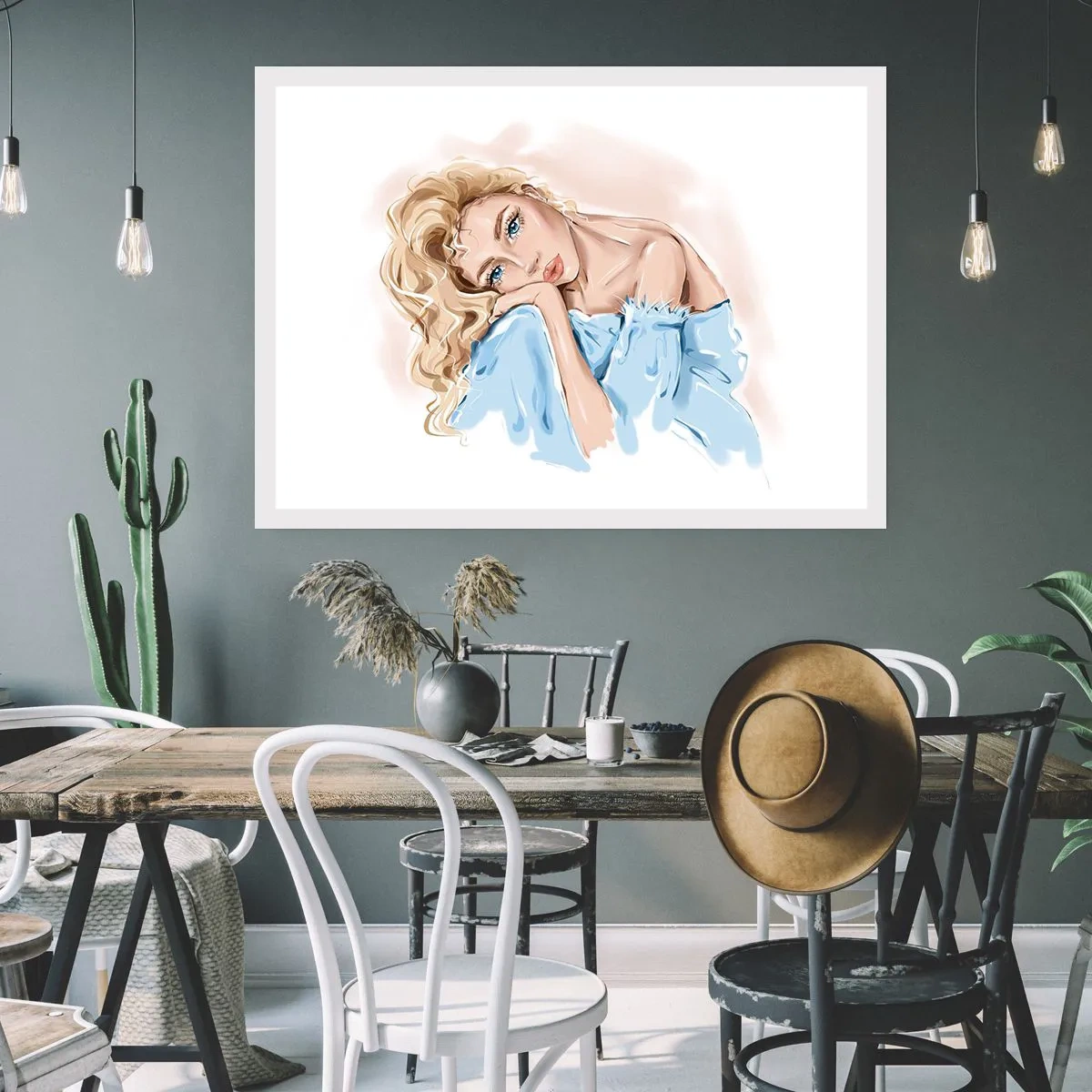 Poster - Dreamy in Blue - 50x40 cm