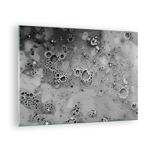 Glass picture - An abstract pattern resembling the surface of the moon in shades of gray. - 70x50cm - Like a Moon Landscape - Modern wall decoration for the living room and bedroom ARTTOR