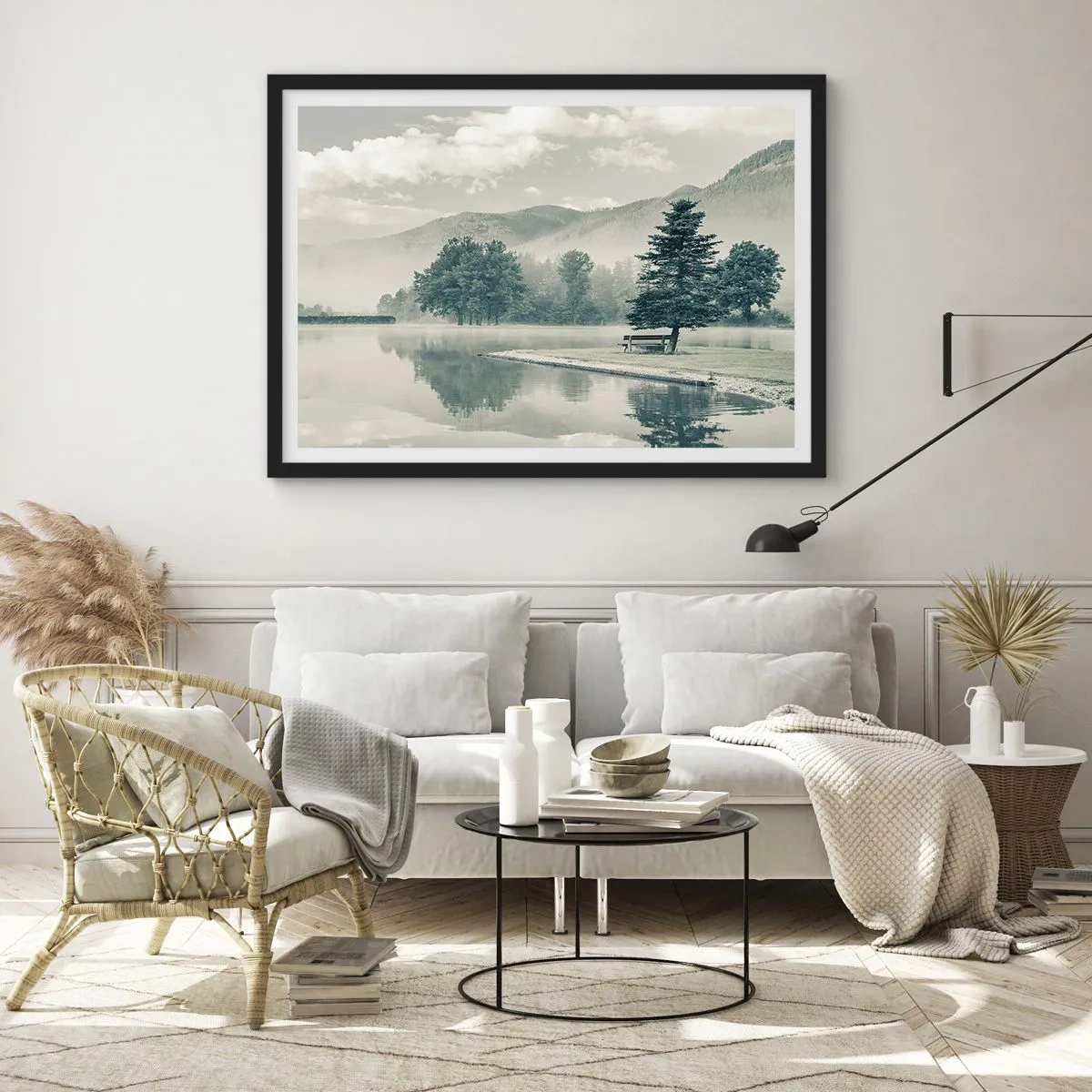 Poster in black frame - Lake Is Still Asleep - 70x50 cm