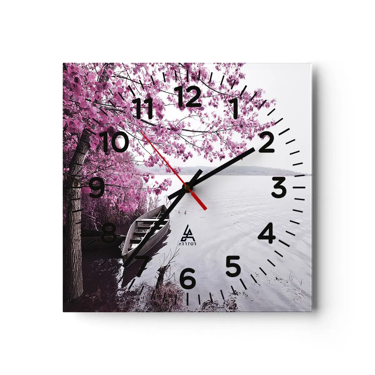 Wall clock - Clock on glass - In Pink Silence - 40x40 cm
