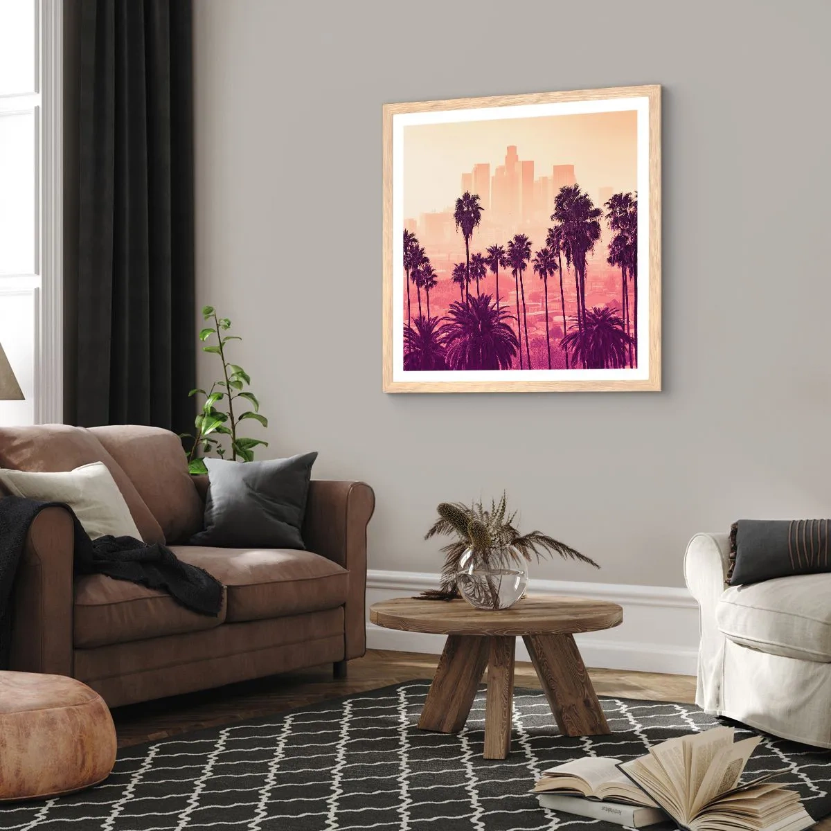 Poster in light oak frame - Californian Landscape - 30x30 cm