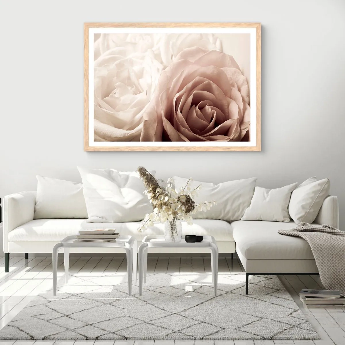 Poster in light oak frame - In the Heart of a Rose - 70x50 cm