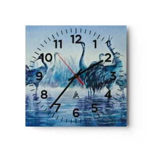 Wall clock - Clock on glass - Morning Encounter - 40x40 cm