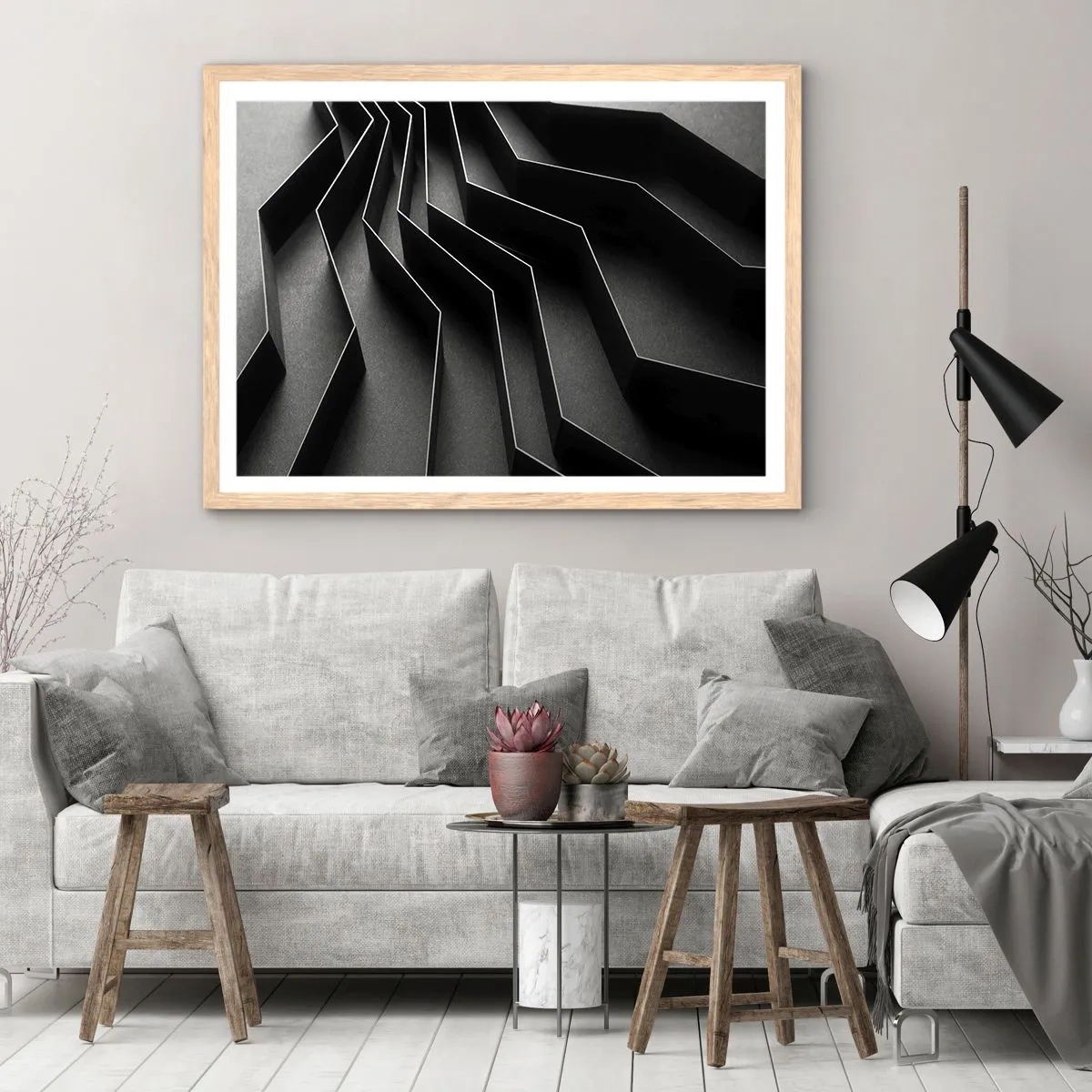 Poster in light oak frame - Spacial Order - 100x70 cm