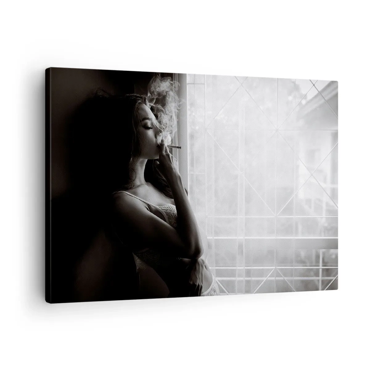 Canvas picture - A woman in a sensual pose in a black and white photograph - 70x50cm - Sensual Moment - Modern wall decoration for the living room and bedroom ARTTOR