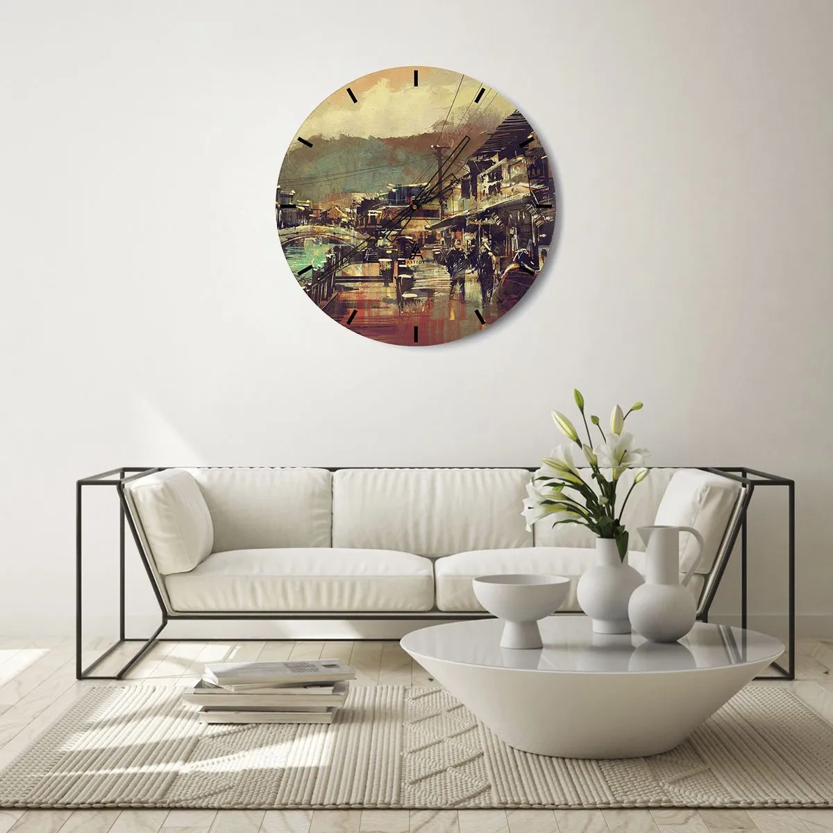 Wall clock - Clock on glass - Life As a Abundance of Greyness - 40x40 cm