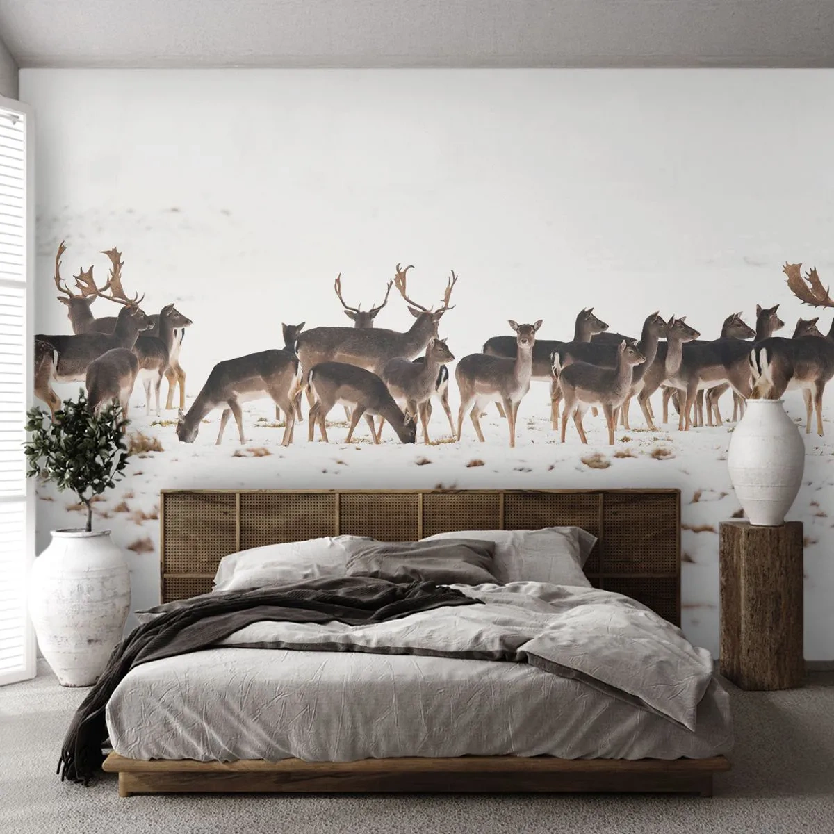 Photo Wallpaper Standard Eco - Is it Christmas Already? - Animals, Deer, Nature - 150x105 cm
