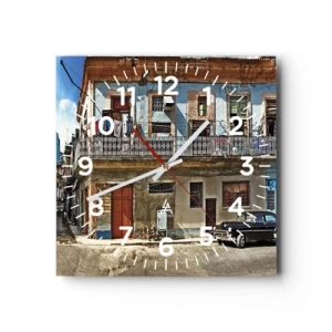 Wall clock - Clock on glass - Havana Style - 40x40 cm