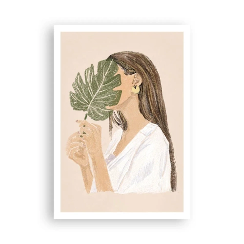 Poster - Mysterious Portrait with a Fan - 70x100 cm