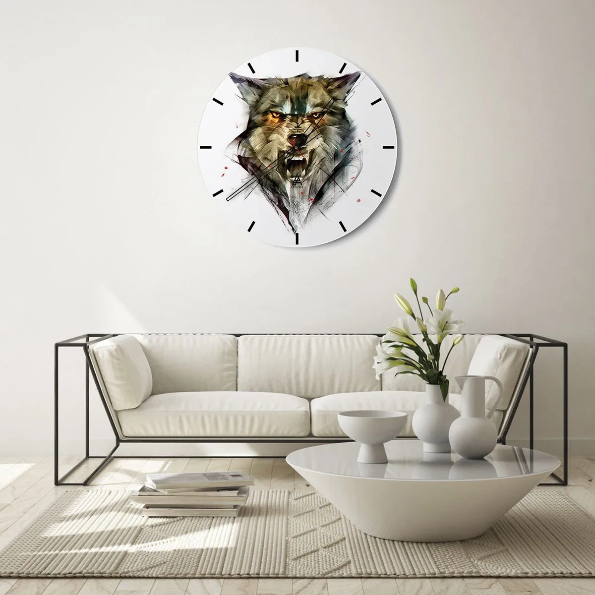Wall clock - Clock on glass - Stand Back! - 40x40 cm