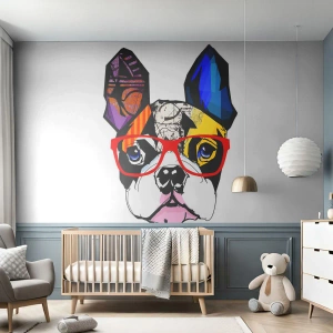 Photo Wallpaper Premium Canvas - Intellectual - Abstraction, Dog, French Bulldog - 100x70 cm